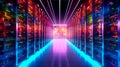 Data Center Server Room, Colorful Supercomputer Technology Abstract concept. Servers Modern Telecommunications, Artificial Royalty Free Stock Photo