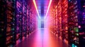 Data Center Server Room, Colorful Supercomputer Technology Abstract concept. Servers Modern Telecommunications, Artificial Royalty Free Stock Photo