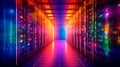 Data Center Server Room, Colorful Supercomputer Technology Abstract concept. Servers Modern Telecommunications, Artificial Royalty Free Stock Photo