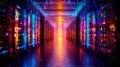 Data Center Server Room, Colorful Supercomputer Technology Abstract concept. Servers Modern Telecommunications, Artificial Royalty Free Stock Photo