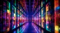 Data Center Server Room, Colorful Supercomputer Technology Abstract concept. Servers Modern Telecommunications, Artificial Royalty Free Stock Photo