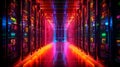 Data Center Server Room, Colorful Supercomputer Technology Abstract concept. Servers Modern Telecommunications, Artificial Royalty Free Stock Photo