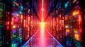 Data Center Server Room, Colorful Supercomputer Technology Abstract concept. Servers Modern Telecommunications, Artificial Royalty Free Stock Photo