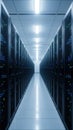 Data Center Server Room Corridor with Rows of Cabinets Royalty Free Stock Photo