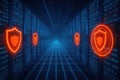 Data center server room cybersecurity protection Royalty Free Stock Photo