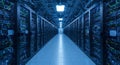 Data Center Server Room Infrastructure Rows of server racks in a modern data center showcasing advanced technology and Royalty Free Stock Photo