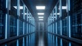 Data Center Server Room Modern IT Infrastructure, Blue Lights Royalty Free Stock Photo