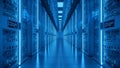 Data Center Server Room Modern IT Infrastructure, Blue Lights Royalty Free Stock Photo