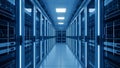 Data Center Server Room Modern IT Infrastructure, Blue Tone Royalty Free Stock Photo
