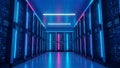 Data Center Server Room Modern Network Technology, Neon Lights Royalty Free Stock Photo