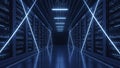 Data Center Server Room with Neon Lights Royalty Free Stock Photo