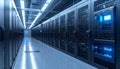Data center server room with rows of computer servers Royalty Free Stock Photo