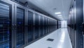 Data center server room with rows of computer servers Royalty Free Stock Photo