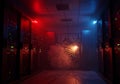 Data Center Server Room with Spark and Firework Effect, Technology, Cybersecurity, and Networking Concept Royalty Free Stock Photo