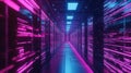 Data center server room transmitting big data Royalty Free Stock Photo