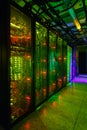 Data center, server room. internet and network telecommunication technology. Royalty Free Stock Photo