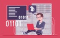 Data center server support service, system administrator busy at work Royalty Free Stock Photo