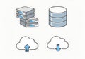 Data center servers cloud storage icons representing data management and connectivity Royalty Free Stock Photo