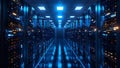 Data center with servers for digitalization SAAS cloud computing and web services. Concept Data