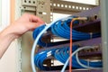 Data center servers and fiber optic cable Royalty Free Stock Photo