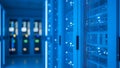 Data Center Servers Modern IT Infrastructure, Blue Toned Royalty Free Stock Photo