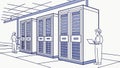 Data Center with Servers Vector, vector design Generative AI Royalty Free Stock Photo