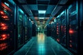 Data center with several rows of running server racks Royalty Free Stock Photo