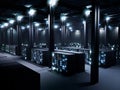 Data center space with multiple rows of server racks Royalty Free Stock Photo