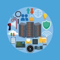 Data center technology icons Royalty Free Stock Photo