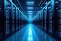 Data Center Visualization - Advanced Network Infrastructure System with Server Racks and Cloud Computing Technology Royalty Free Stock Photo