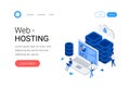 Data center and web hosting isometric concept. Royalty Free Stock Photo