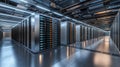 Data Centers With Endless Rows Of Servers Royalty Free Stock Photo