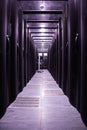 Data centre servers with network racks and terminal Royalty Free Stock Photo