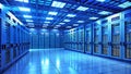 A Datacenter Server Room Featuring a Blue Themed Interior Design