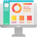 Data in chart on vector computer icon on white Royalty Free Stock Photo