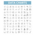 Data charts icons, line symbols, web signs, vector set, isolated illustration Royalty Free Stock Photo