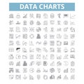 Data charts icons, line symbols, web signs, vector set, isolated illustration Royalty Free Stock Photo