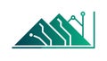 Data Circuit Mountain, Tech Infrastructure Vector, vector design Generative AI Royalty Free Stock Photo