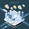 Data City Isometric Composition Royalty Free Stock Photo