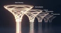 Data cleaning and transformation process visualized with glowing funnelshaped diagrams Royalty Free Stock Photo