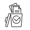 Data Cleaning Verified Trash Bin Line Icon Vector for App Website Infographic Royalty Free Stock Photo
