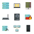 Data cloud icons set, flat style Royalty Free Stock Photo