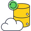 Data cloud line icon vector refresh symbol