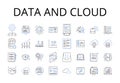 Data and cloud line icons collection. Analytics and insights, Innovation and progress, Content and marketing, Nerking