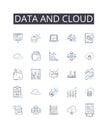 Data and cloud line icons collection. Analytics and insights, Innovation and progress, Content and marketing, Nerking Royalty Free Stock Photo