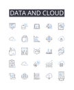 Data and cloud line icons collection. Analytics and insights, Innovation and progress, Content and marketing, Nerking