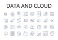 Data and cloud line icons collection. Analytics and insights, Innovation and progress, Content and marketing, Nerking