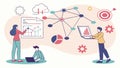 Data Collaboration: Networked Business Analytics Insights, vector design Generative AI Royalty Free Stock Photo