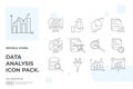 data collection and analysis concept doodle icon set vector illustration. Statistics science technology, machine learning process