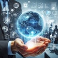 Technology big data.globalization and analytics management concepts.Generative ai